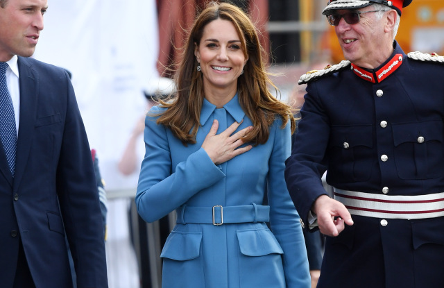 Mandatory Credit: Photo by James Veysey/Shutterstock (10424766dg)
Prince William and Catherine Duchess of Cambridge
RRS Sir David Attenborough polar ship naming ceremony, Cammell Laird Shipyard, Birkenhead, UK - 26 Sep 2019
Owned by the Natural Environment Research Council (NERC) and operated by the British Antarctic Survey (BAS), the RRS Sir David Attenborough will enable world-leading research to be carried out in Antarctica and the Arctic over the next 25 to 30 years. Studying these remote regions plays a crucial role in allowing us to understand the changes in our planet's oceans, marine life and climate systems. The ship will be available year-round to the UK's research community. 

On board, Their Royal Highnesses will meet a team of engineers from Cammell Laird who have been involved in the ship's build, including young apprentices. Founded in Birkenhead in 1828, Cammell Laird specialises in ship building, repair, refit and conversion as well as providing engineering services to the energy sector.