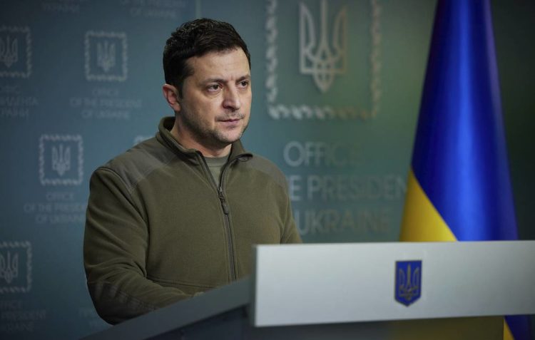 In this photo provided by the Ukrainian Presidential Press Office, Ukrainian President Volodymyr Zelenskyy delivers his speech addressing the nation in Kyiv, Ukraine, Friday, Feb. 25, 2022. Russian troops bore down on Ukraine's capital Friday, with explosions and gunfire sounding in the city as the invasion of a democratic country fueled fears of wider war in Europe and triggered new international efforts — including direct sanctions on President Vladimir Putin — to make Moscow stop. (Ukrainian Presidential Press Office via AP)