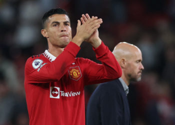 FILE PHOTO: Soccer Football - Premier League - Manchester United v Liverpool - Old Trafford, Manchester, Britain - August 22, 2022 Manchester United's Cristiano Ronaldo applauds fans after the match REUTERS/Phil Noble