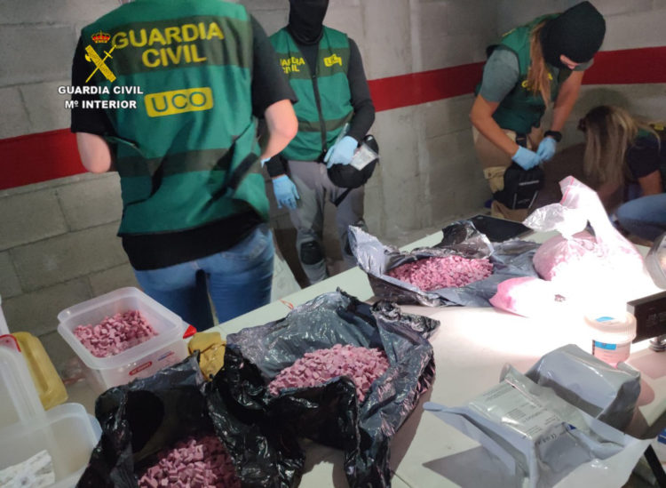 Photo shows the pink cocaine seized by police, undated. It was the largest amount of pink cocaine ever seized in Spain. (Newsflash)