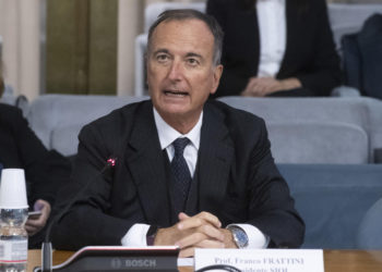 Il presidente SIOI, Franco Frattini, nel corso delle celebrazioni, presso la Farnesina, del 75Õ anniversario dellÕONU. Roma, 22 ottobre 2020. ANSA/CLAUDIO PERI