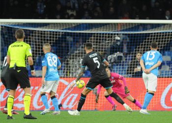 Lazios midfielder Matias Vecino  scores the goal   in action during the Italian Serie A soccer match SSC Napoli vs  SS Lazio   at ' Diego Armando Maradona' stadium in Naples, Italy,  3 march 2023   
ANSA / CESARE ABBATE