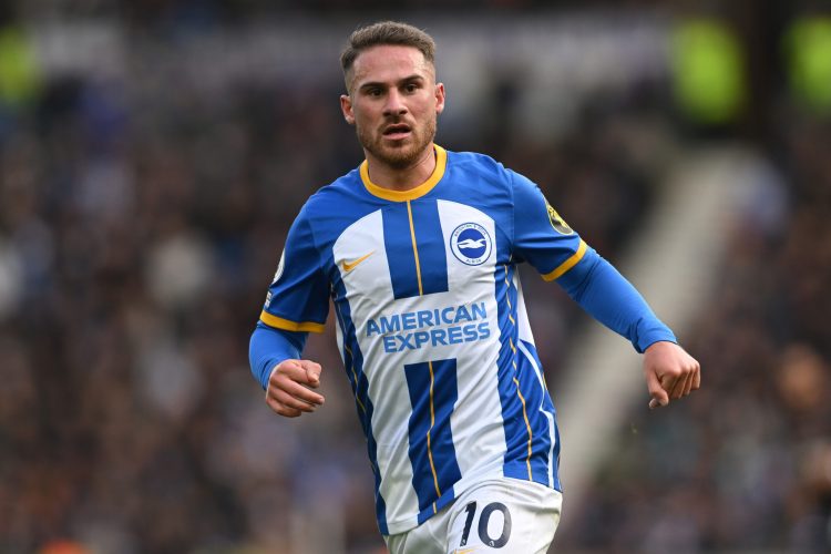 BRIGHTON, ENGLAND - APRIL 01: Alexis Mac Allister of Brighton & Hove Albion looks on during the Premier League match between Brighton & Hove Albion and Brentford FC at American Express Community Stadium on April 01, 2023 in Brighton, England. (Photo by Mike Hewitt/Getty Images)