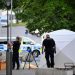 Police officers work at a site, following a shooting in Farsta, southern Stockholm, Sweden, June 10, 2023. Anders Wiklund/TT News Agency via REUTERS      ATTENTION EDITORS - THIS IMAGE WAS PROVIDED BY A THIRD PARTY. SWEDEN OUT. NO COMMERCIAL OR EDITORIAL SALES IN SWEDEN.