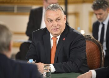 Hungary's Prime Minister Viktor Orban speaks, during a plenary session of the Visegrad Four or V4 and UK, hosted by  British Prime Minister Boris Johnson, at Lancaster House, in London, Tuesday, March 8, 2022.  The Prime Ministers of UK, Poland, Slovakia, Czech Republic and Hungary met in London to discuss European security, Ukraine and the looming energy crisis. (Leon Neal/Pool Photo via AP)