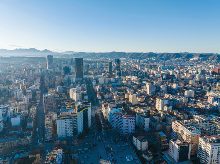 Albania. Tirana north city view in the morning 14 february 2024