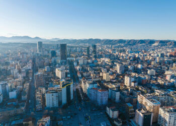 Albania. Tirana north city view in the morning 14 february 2024