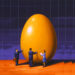 Businesspeople with Large Egg in Front of Grid --- Image by © Images.com/Corbis