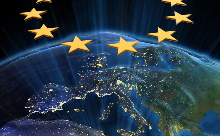 European Union at night. Earth map from NASA