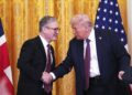 Britain's Prime Minister Keir Starmer, left, and U.S. President Donald Trump shake hands at a joint press conference in the East Room at the White House Thursday, Feb. 27, 2025, in Washington. (Carl Court/Pool Photo via AP) Mass Image Compressor Compressed this image. https://sourceforge.net/projects/icompress/ with Quality:80