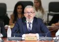 BALLA NE KOMISIONIN E LIGJEVE - Kryetari i Keshillit te Larte te Prokurorise, Alfred Balla duke folur gjate nje seance te komisionit parlamentar per Ceshtjet Ligjore, Administraten Publike dhe te Drejtat e Njeriut ku raportoi ne lidhje me aktivitetin e institucionit qe drejton per vitin 2022./r/n/r/nBALLA IN THE COMMITTEE OF LAWS - The President of the High Council of Prosecution, Alfred Balla speaking during a session of the parliamentary committee for Legal Affairs, Public Administration and Human Rights where he reported on the activity of the institution he leads for 2022.