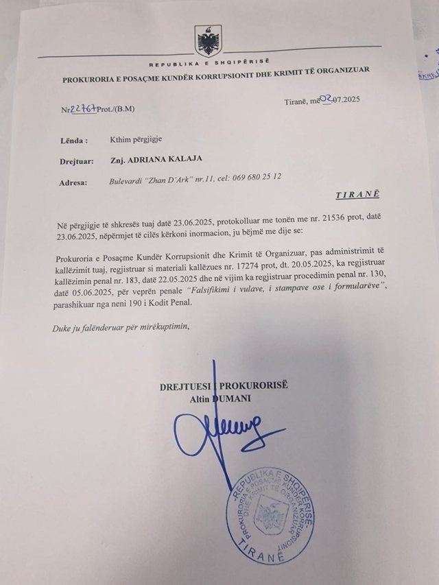 Nuk deklaroi dënimin në Greqi, SPAK regjistron procedim penal për gjyqtaren Irena Gjoka