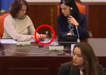Ndërkohë që Dauti fliste, nënkryetarja e komisionit Vesna Gjorgjieva merrte direktiva përmes celularit!